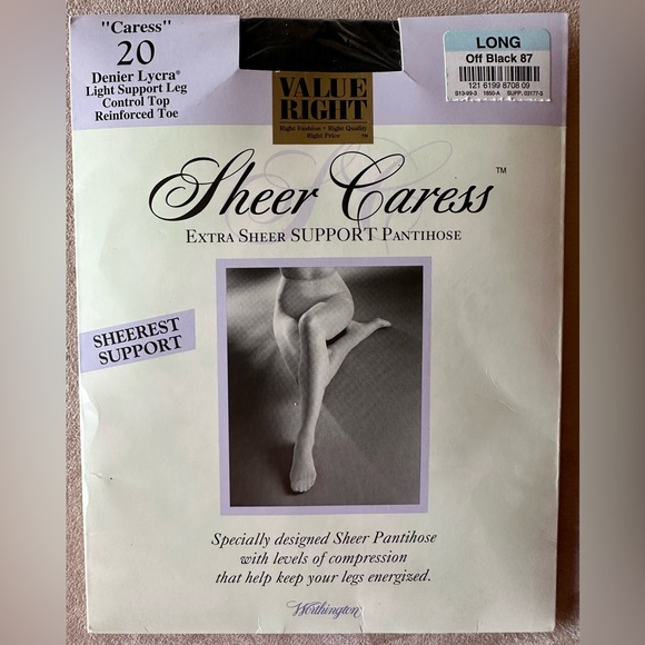 Worthington Sheer Caress Vintage Control Top Pantyhose Long Off Black NWT NIP - Picture 1 of 8